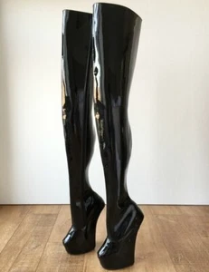 Hoof Heelless Wedge Thigh High Boots Women Zipper Platform Heeled Custom Big - Picture 1 of 9