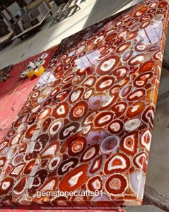 Red Geode Agate Coffee Table Top, Kitchen Center Slab Top, Agate Stone Table Top - Picture 1 of 3