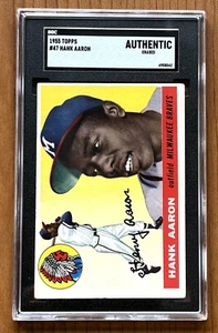 1955 Topps #47 Hank Aaron Fresh SGC Grade HOF Well Centered "Erased" Nice Card - Picture 1 of 2