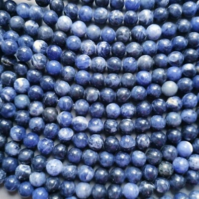 Cuentas redondas Rich azul oscuro de sodalita de 8 mm hilo de 15" Foto 1 de 4