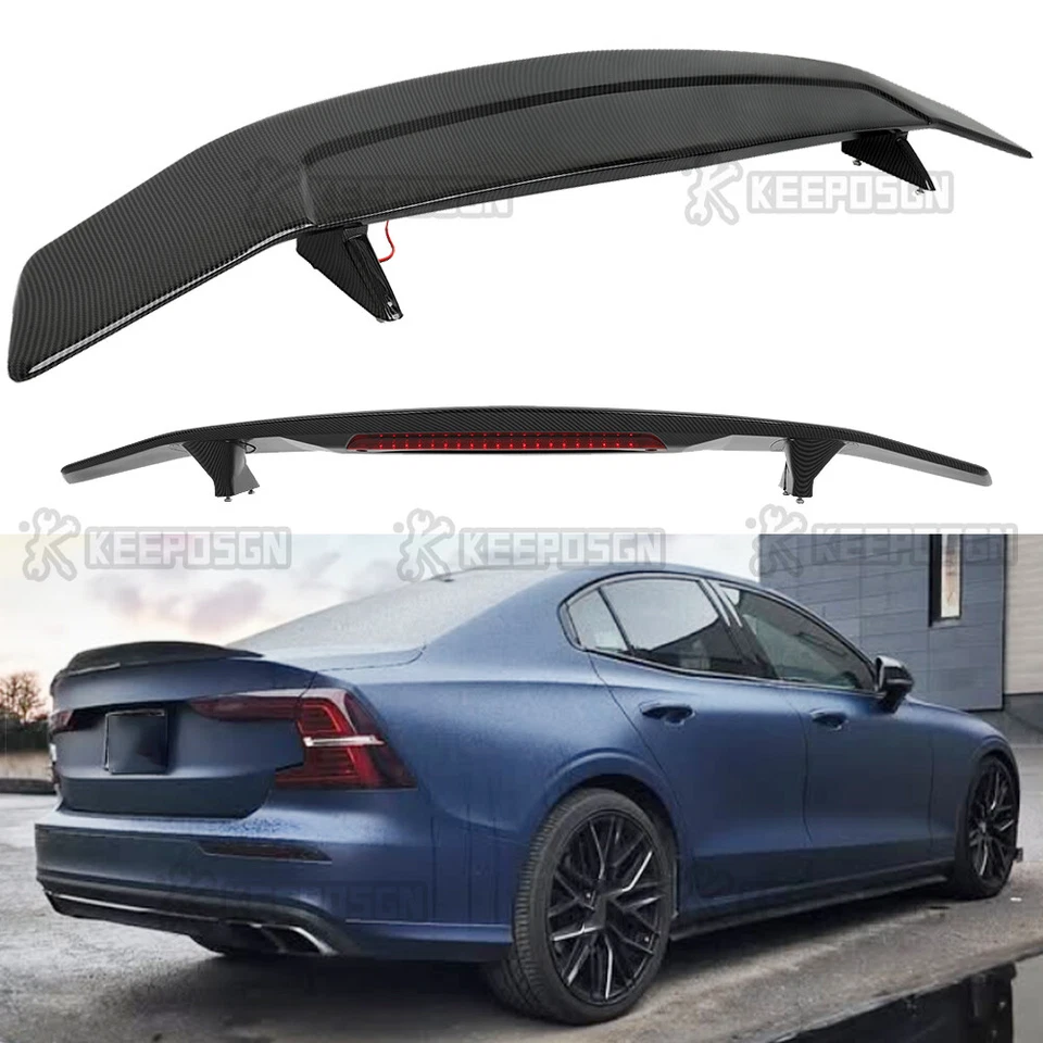 52-дюймовый матовый черный задний спойлер крыло стоп-сигнал для багажника Volvo S40 S60 S80 V60 - Изображение 1 из 4