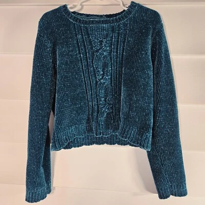 Suéter Tommy Bahama Niñas Mediano 7/8 Verde Bosque Chenilla Recortado Vieira Dobladillo Foto 1 de 4