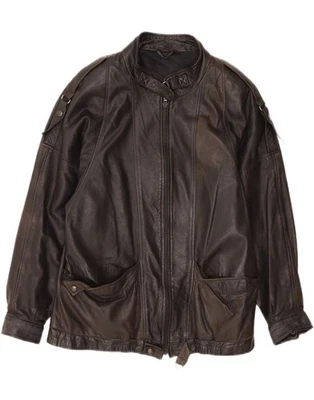 VINTAGE Mens Leather Jacket IT 46 Small Black Leather DP42 - Image 1 of 4