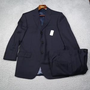 Oxxford Kleidung Anzug Herren 40R Hose 34x29 schwarz blau gestreift 3 Knopf Wolle - Bild 1 von 24