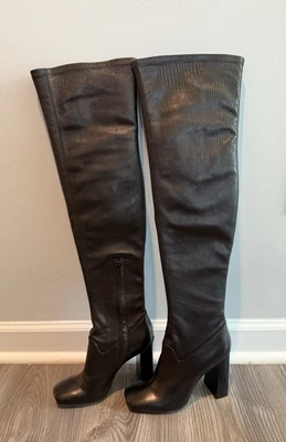 Bota Sobre la Rodilla L’Autre Chose Vero Cuoio Cuero Negro Talla 36 Hecha en Italia  Foto 1 de 4