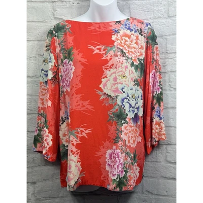 Wallis Blouse Red Orange Cream Floral Summer Size 12 BNWT Cottagecore Chiffon - Image 1 of 4