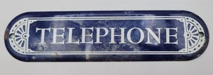 Letrero de metal esmaltado rústico envejecido etiqueta de teléfono vintage de porcelana envejecida - Imagen 1 de 7