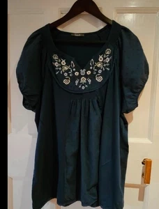 Ladies  embroidered peasant top/ smocked-neck blouse By South - Picture 1 of 1