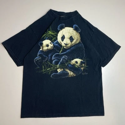 Camiseta De Colección Años 90 Osos Panda Naturaleza Bambú Animal Gráfico L Hecha en EE. UU. Foto 1 de 4