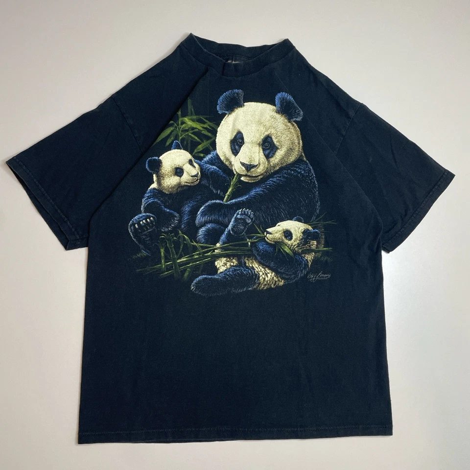 Camiseta De Colección Años 90 Osos Panda Naturaleza Bambú Animal Gráfico L Hecha en EE. UU. Foto 1 de 4