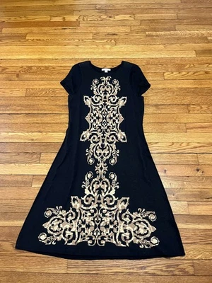 Dressbarn женщин вязаный свитер платье размер большой короткий рукав черный/бежевый новый с Ярлыками - Изображение 1 из 4