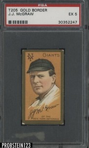 T205 Gold Border JJ John McGraw New York Giants HOF PSA 5 EX