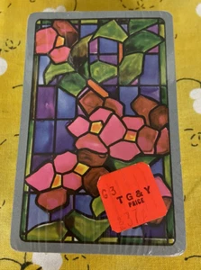Tarjetas de juego vintage flores vidrieras brillantes nuevas/selladas - Imagen 1 de 6
