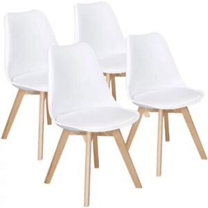 Modern Padded Dining Chair Set of 4 White Dining Chair Nordic Chair Accent Chair