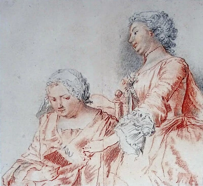 La LECTURE (de J.-A. PORTAIL) - GRANDE Gravure d'art 19e siècle (sous serpente) - Photo 1/2