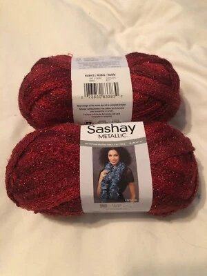 2 skeins Red Heart Yarn Boutique Sashay Rubies METALLIC - Image 1 of 2