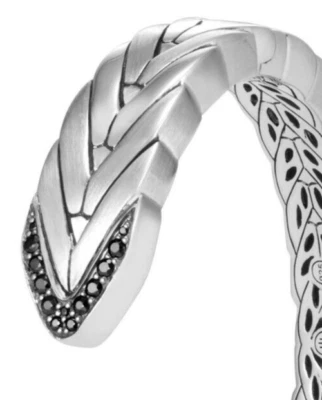 NEW $1495 John Hardy Modern Chain 925 Silver 14MM Kick Cuff Black Sapphire M - Image 1 of 4