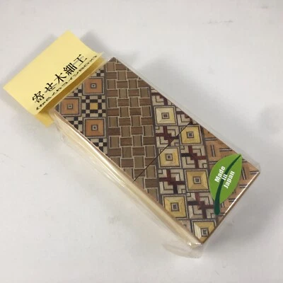 日本武士木制 Yosegi 魔法硬币拼图诡计盒 HK-034,日本制造 — 第 1/4 张图片