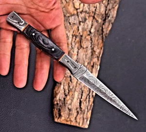 Custom Made Hand Forged Damascus Steel Fix Blade Hunting Boot Knife 2841 - Picture 1 of 6