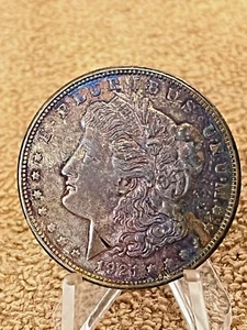 BU 1921 D MORGAN DOLLAR! GORGEOUS  TONING  ! HUGE COLOR Nice # A6F - Picture 1 of 2