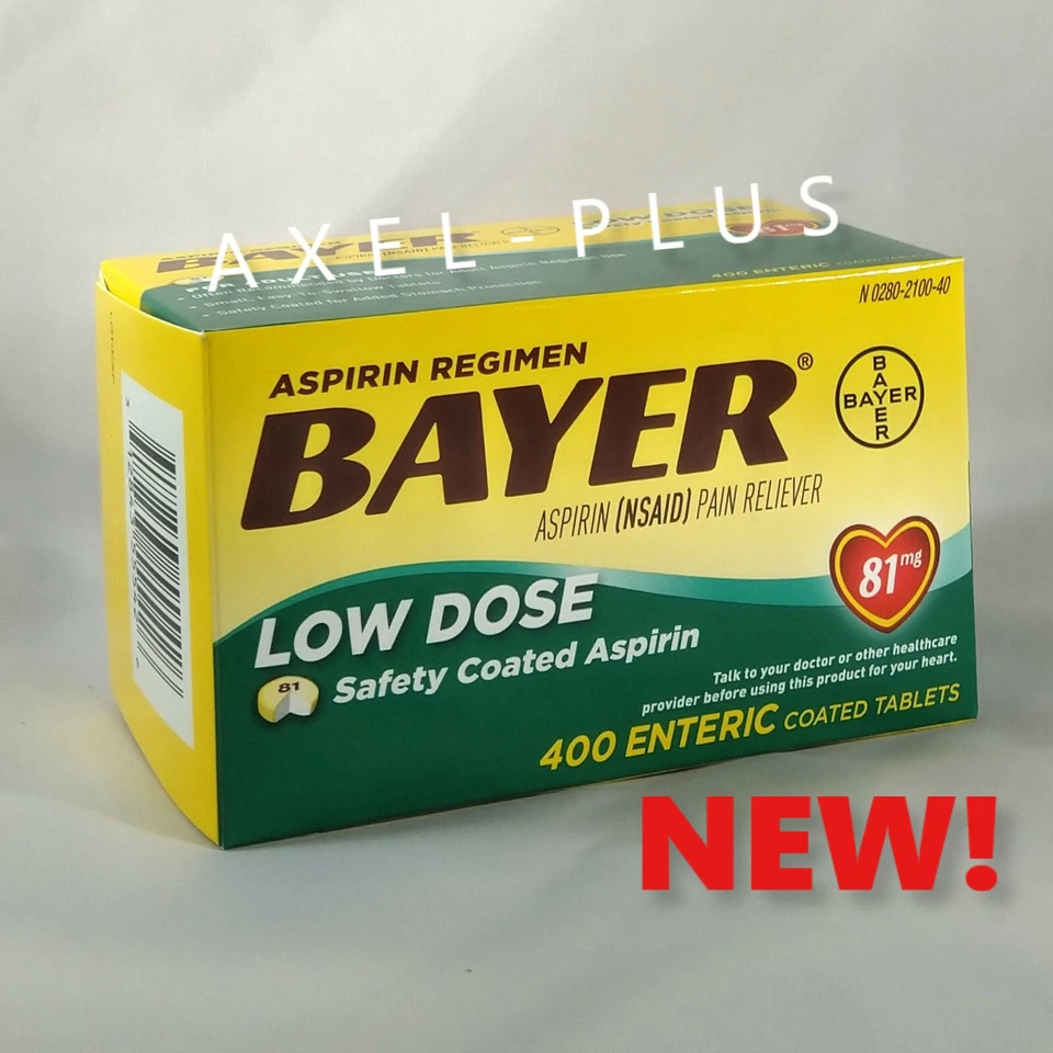 Régimen Bayer dosis bajas de aspirina - 400 comprimidos 81 mg con recubrimiento entérico EXP 04/2027 Foto 1 de 1