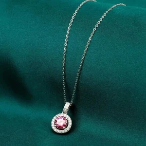 Precioso 2CT Rosa Tratados Colgante con Diamante VVS1 Certificado! Bodas Regalo - Imagen 1 de 5