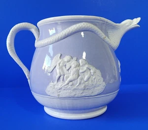 Rare Staffordshire Ridgway pottery sprig-moulded jug with serpent spout A/F - Picture 1 of 22