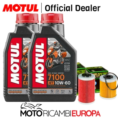 MOTUL + HIFLO Kit Tagliando KTM SMC 690 2008 2009 2010 2011 (2 MOTUL 7100 10W60 + filtri olio)