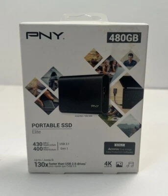 PNY Elite 480GB Portable SSD External Hard Drive Sealed New - Image 1 of 2