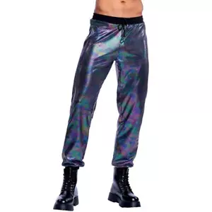 Regenbogenschimmer Camouflage Jogginghose elastische Taille Kordelzug schwarz 6532 - Bild 1 von 7