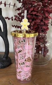 Hello Kitty Taza de Pan de Jengibre Pastel Bastón de Caramelo Navidad Plástico 20 Oz Taza ¡Nuevo! - Imagen 1 de 6