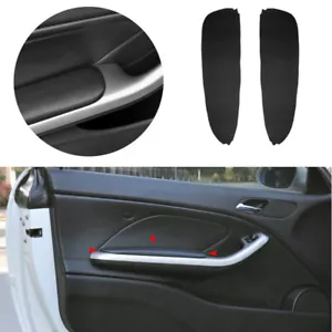 Leather Front Door Panel Armrest Cover For 1998-2006 BMW 3 Series E46 2Pcs BLACK - Foto 1 di 6