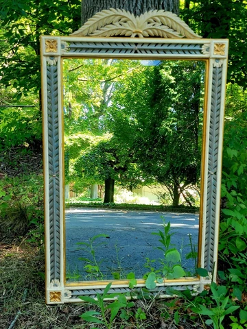 Harrison & Gil Dauphine Hand Carved Beveled Mirror - Plantation Motif Cover