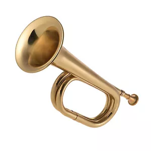 B Flat Bugle Call Trumpet Brass Cavalry Horn with Mouthpiece K2H7 - Picture 1 of 7