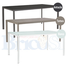 Tavolo Rettangolare da Giardino esterno in Alluminio e piano di Vetro 150x90cm