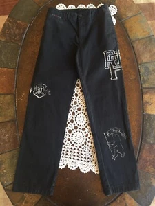 POLO Ralph Lauren Boys Size 14 Black Flat Front Pants Bear Holding Flag - Picture 1 of 6
