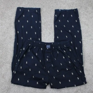Polo Ralph Lauren Sleepwear Pants Men Medium Blue Cotton AOP Pony All Over Print - Picture 1 of 12