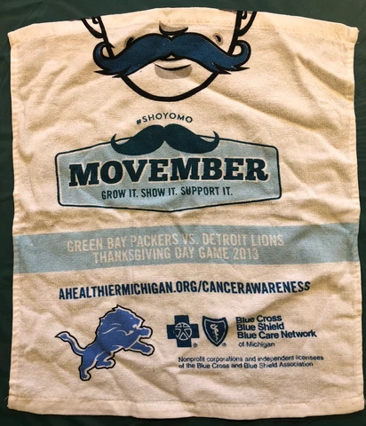2013 Detroit Lions Packers Thanksgiving Game Men's Health Awareness Rally Towel Cover