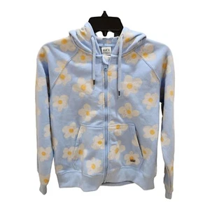 ELVI! Hoodie Girls Size 14 Daisy Flower Print Zip Up Sweatshirt Pockets Blue NEW - Picture 1 of 13