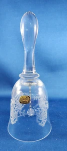 Vintage Böhmische Handglocke Klar Kristall Geätzt Design Tschechoslowakei - Bild 1 von 5