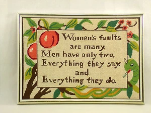 Vintage 80's Needlepoint of Men's Faults 00101000 - Picture 1 of 5