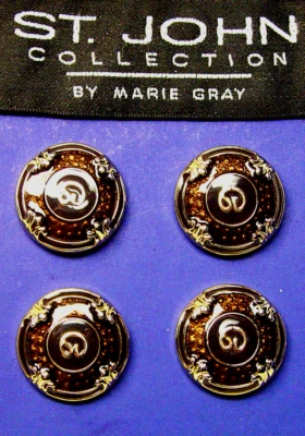 ST JOHN REPLACEMENT BUTTONS 4 PC BROWN/WINE ENAMELED BUTTON, FINE JEWELRY GRADE - Image 1 of 4