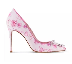 Sophia Webster Margaux Embellished Satin Pumps Botanical Bushel & Pink Dream 39 - Picture 1 of 8