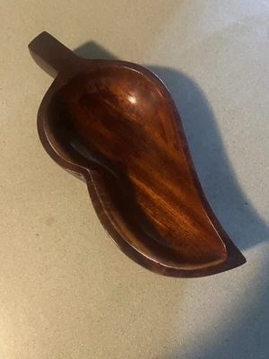 Vintage Haitian Mahogany Caribcraft Leaf Dish/Tray,  10" Long. Beauty - Image 1 of 3