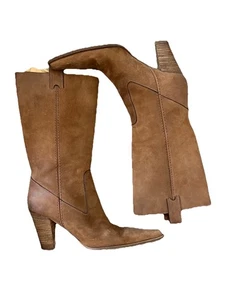 Michael Kors Collection Boots Y2K Vntg Tan Suede Western Boho Size 7.5 Italy - Picture 1 of 11