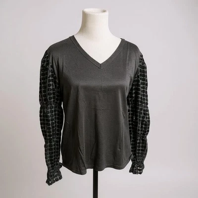 Nuevo con etiquetas Top Southern Grace negro manga larga texturizado para mujer 2X Foto 1 de 4