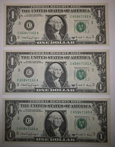 3 sequentially numbered $1 1988A Web Notes Philadelphia UNCIRCULATED 67+ GRADE - Picture 1 of 20