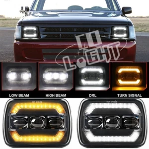 DOT Pair 5x7" 7X6" Led Headlights Halo DRL For Mazda B2000 B2200 B2600 RX-7 GLC - Picture 1 of 9