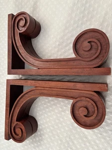 Cherry Wooden Corbels. Large Antique Collectable Construction 9”x14”x3” Great - Picture 1 of 10