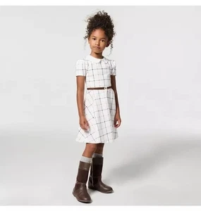 Janie And Jack Girls Plaid Ponte Dress Size 10 White Peter Pan Collar - Picture 1 of 12